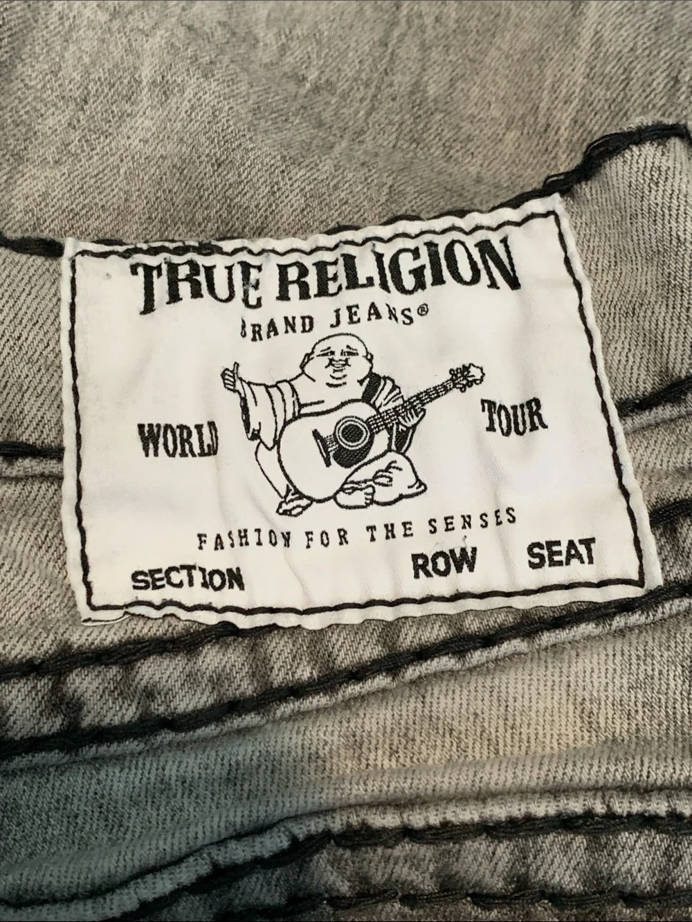 True Religion Men's Light Gray Washed Relaxed Jeans